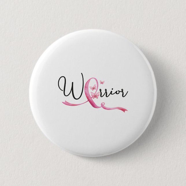Brustkrebs Monat Schmetterlinge Rosa Schleife Frau Button (Vorderseite)