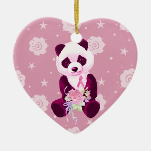 Brustkrebs-Panda-Bär Keramik Ornament
