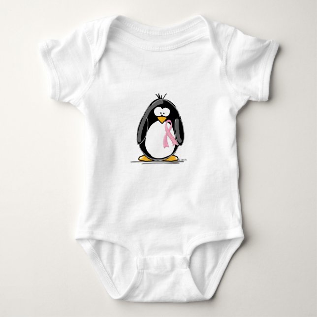 Brustkrebs-Pinguin Baby Strampler (Vorderseite)