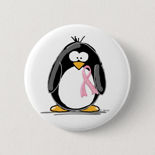 Brustkrebs-Pinguin Button (Vorderseite)