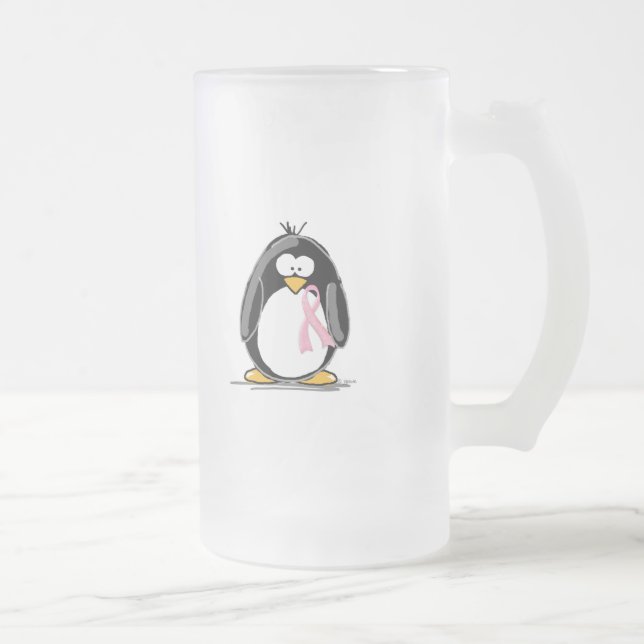 Brustkrebs-Pinguin Mattglas Bierglas (Rechts)