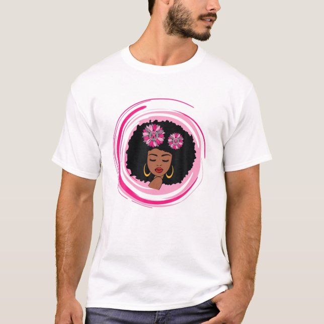Brustkrebs Pink Black African Sunflove T-Shirt (Vorderseite)