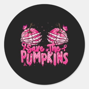 Brustkrebs Rette die Pumpkins Pink Ribbon Fall S Runder Aufkleber