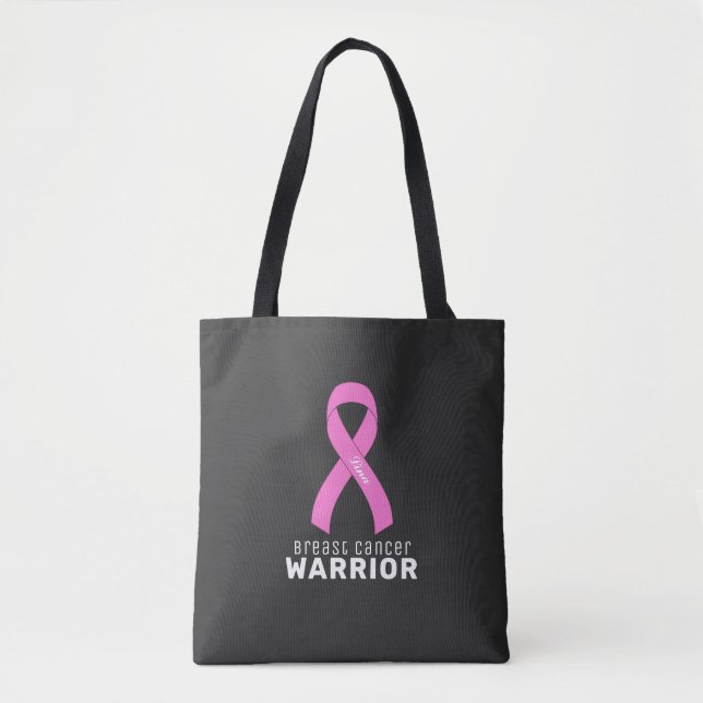 Brustkrebs-Ribbon Black Tote Bag (Vorderseite)