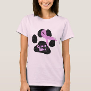 Brustkrebs Rosa Band Pfotenabdruck T-Shirt