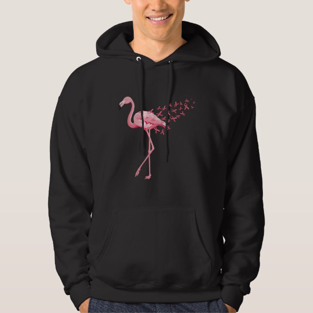 Brustkrebs rosa Flamingo Ribbon-Erholung Hoodie (Vorderseite)