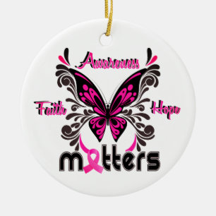 Brustkrebs Schmetterling 7 Glaube Bewusstsein Hoff Keramik Ornament
