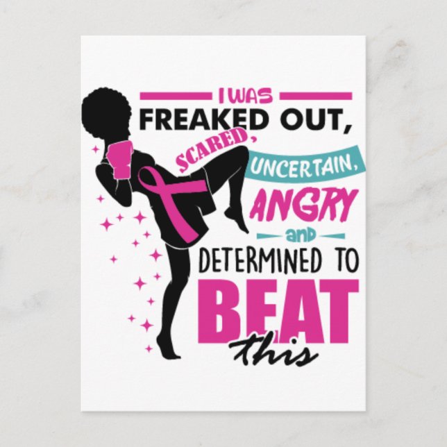 Brustkrebs Schwarze Frau Kriegerin Melanin Überleb Postkarte (Vorderseite)