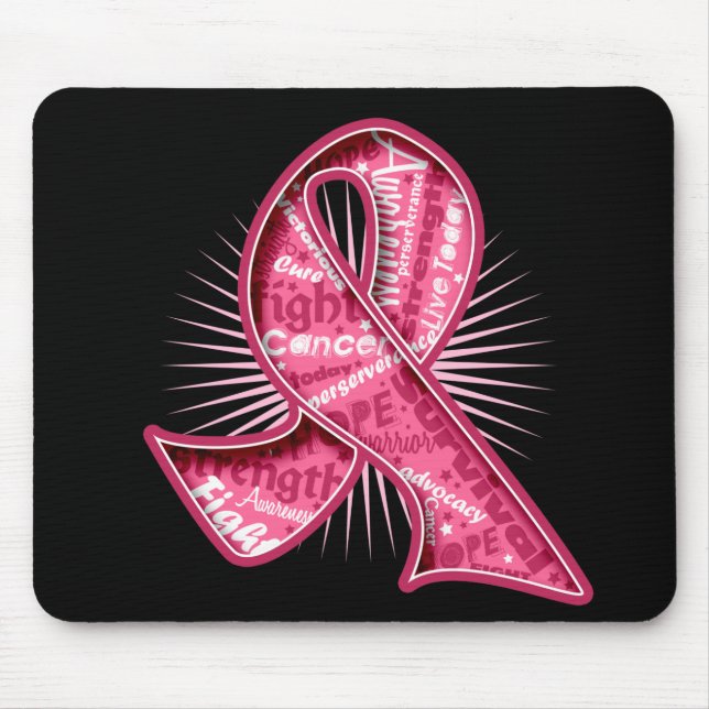 Brustkrebs-Slogan Wasserzeichen Ribbon Mousepad (Vorne)