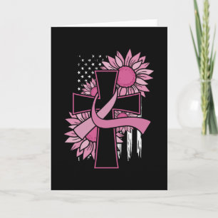 Brustkrebs Sonnenblume Rosa Band Kreuz Glaube Karte