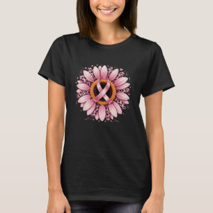 Brustkrebs Sonnenblume Rosa Band Leopard-Bewusstse T-Shirt