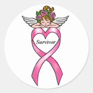 Brustkrebs "Survivor" Angel Runder Aufkleber