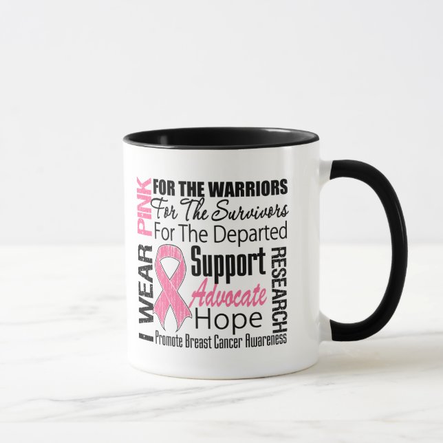 Brustkrebs trage ich rosa Band TRIBUT Tasse (Rechts)
