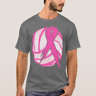 Brustkrebs Überleben Rosa Band Volleyball Krieg T-Shirt