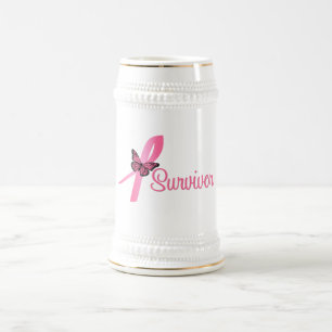 Brustkrebs-Überlebend-Band Bierglas