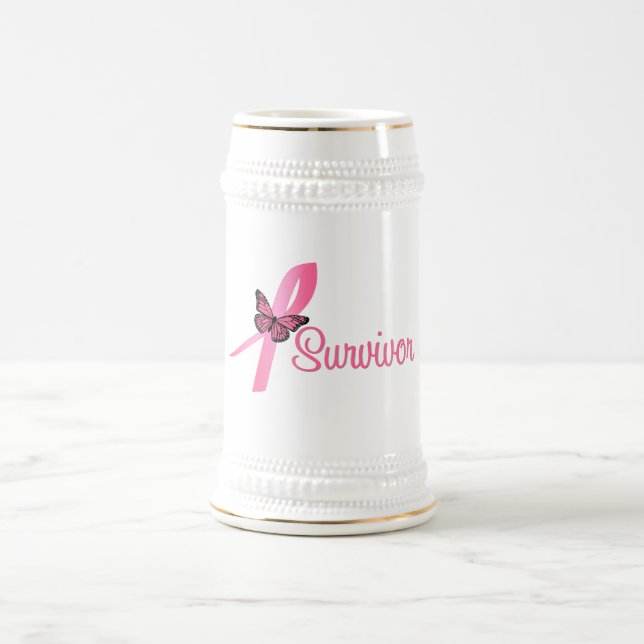 Brustkrebs-Überlebend-Band Bierglas (Mittel)
