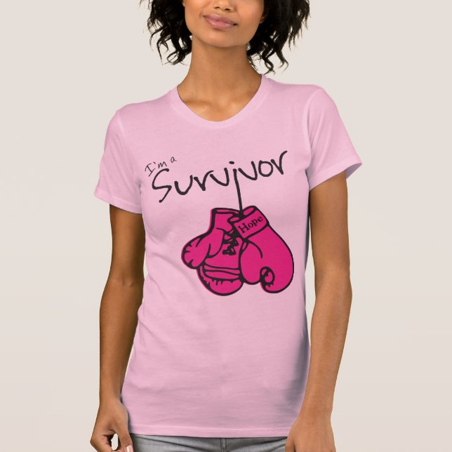 Brustkrebs-Überlebend-Handschuhe T-Shirt (Vorderseite)