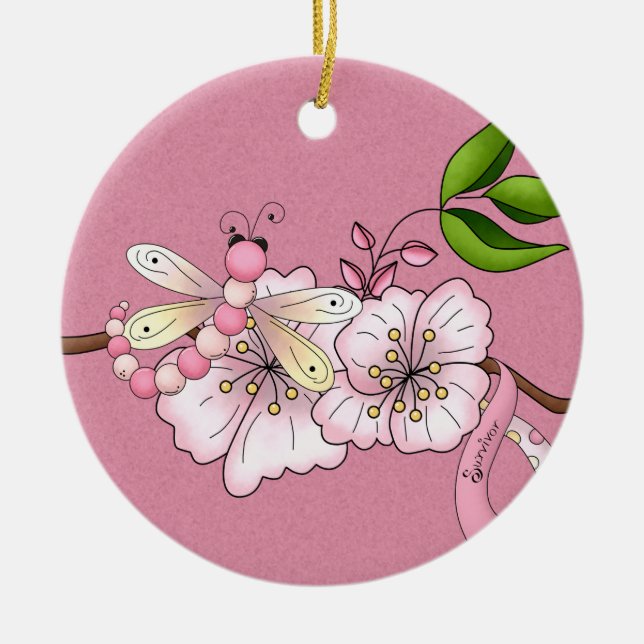 Brustkrebs-Überlebend-Verzierung Keramik Ornament (Vorne)