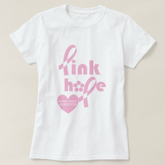 Brustkrebs-Überlebende von Rosa Ribbon T-Shirt (Design vorne)