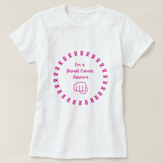Brustkrebs-Überlebender Rosa Faust Weißes T-Shirt