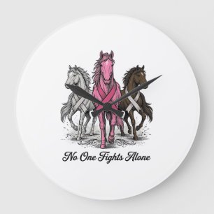 Brustkrebs-Unterstützung Pferd Vektor-Shirt-Design Große Wanduhr