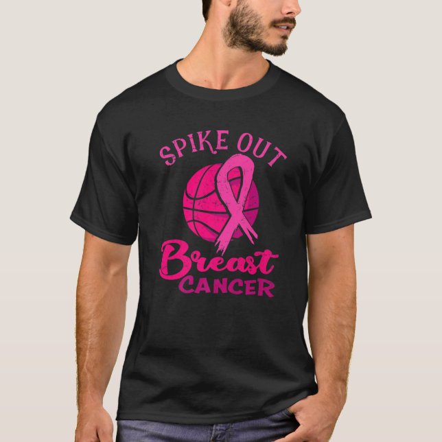 Brustkrebs Volleyball Pink Ribbon Operation Sport T-Shirt (Vorderseite)