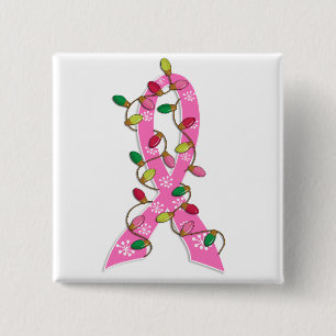 Brustkrebs-Weihnachtslicht-Band Button
