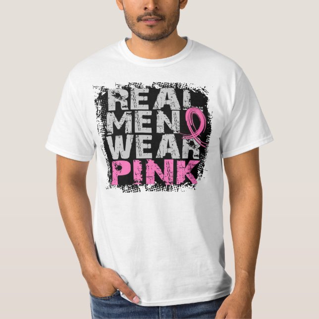 Brustkrebs-wirkliches Herrenbekleidung-Rosa T-Shirt (Vorderseite)