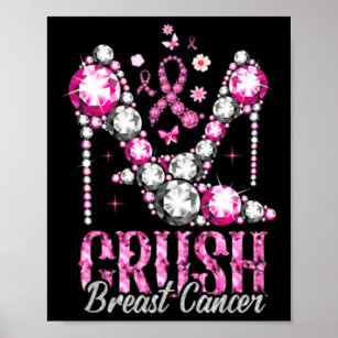 Brustkrebs zerkleinern rosa Bling High Heels Ribbo Poster