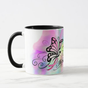 Brustkrebsbewusstsein, hoffentlich rosa Farbbandde Tasse