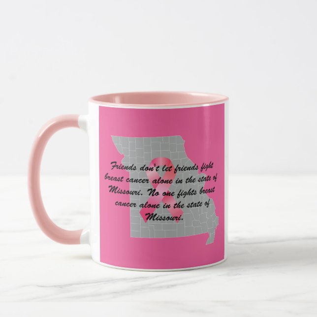Brustkrebsbewusstsein in Missouri  Tasse (Links)