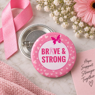 Brustkrebsbewusstsein mit rosa Band Button