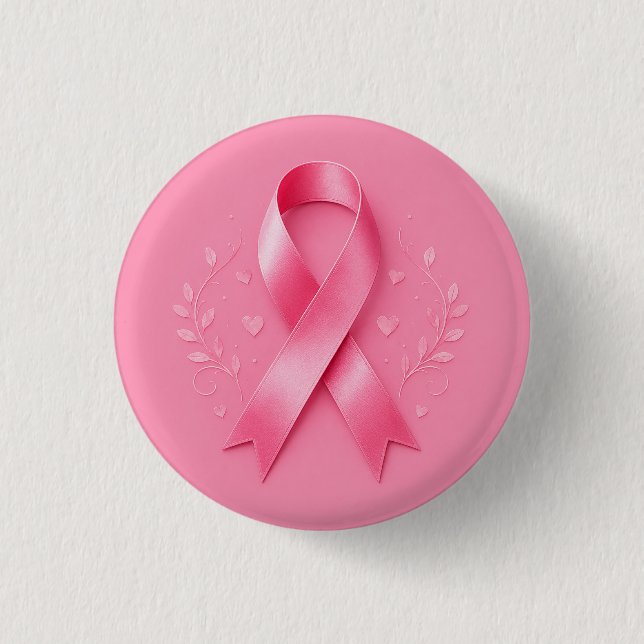 Brustkrebsbewusstsein mit rosa Schleife  Button (Vorderseite)