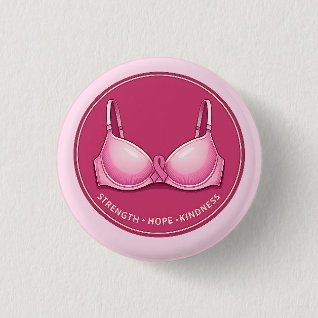 Brustkrebsbewusstsein mit rosa Schleife   Button (Vorderseite)