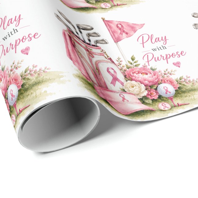 Brustkrebsbewusstsein mit rosa Schleife   Geschenkpapier (Rolleneckpunkt)