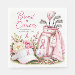 Brustkrebsbewusstsein mit rosa Schleife Golf Serviette
