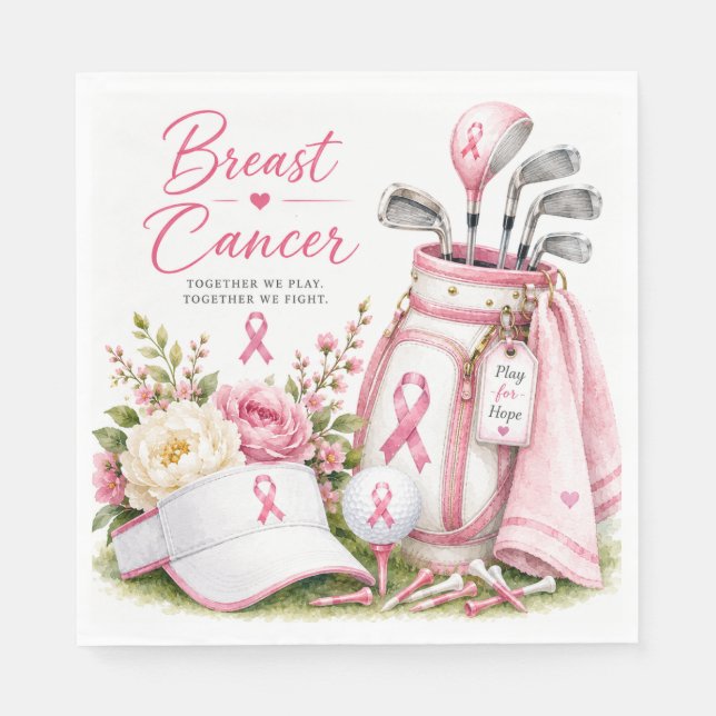 Brustkrebsbewusstsein mit rosa Schleife Golf Serviette (Vorderseite)