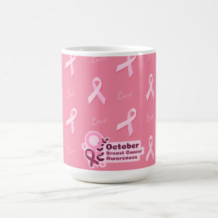 Brustkrebsbewusstsein mit rosa Schleife Kaffeetasse