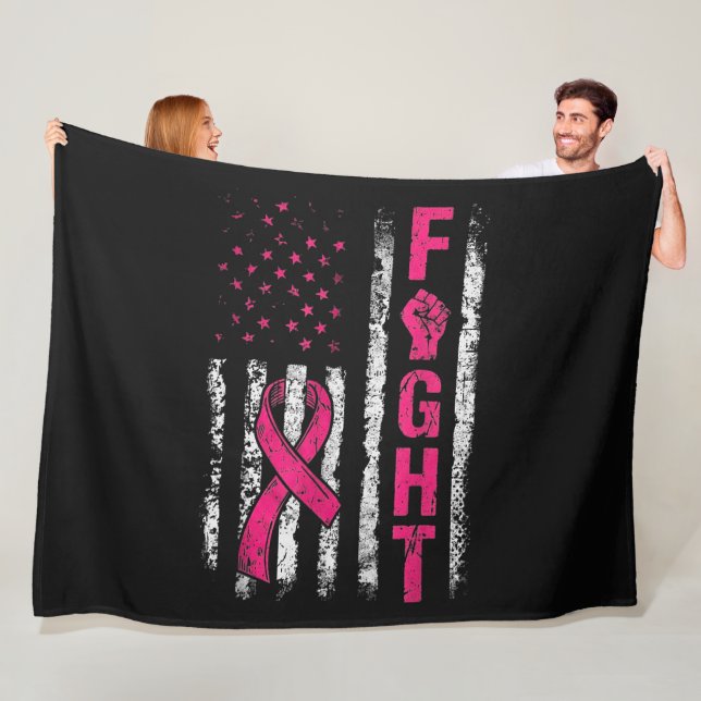 Brustkrebsbewusstsein USA-Flagge Fleecedecke (Beispiel)