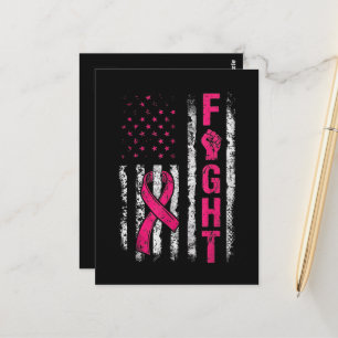 Brustkrebsbewusstsein USA-Flagge Postkarte