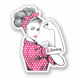 Brustkrebserkrankung Rosie Riveter Pink Aufkleber