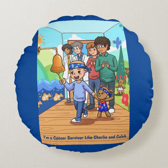 Brustkrebserkrankung Runder Chemo-Throw-Kissen Rundes Kissen (Vorderseite)