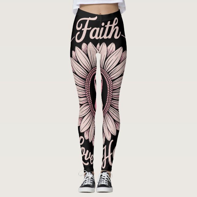 Brustkrebsmonat Glaube Hoffnung Heilung Leggings (Vorderseite)
