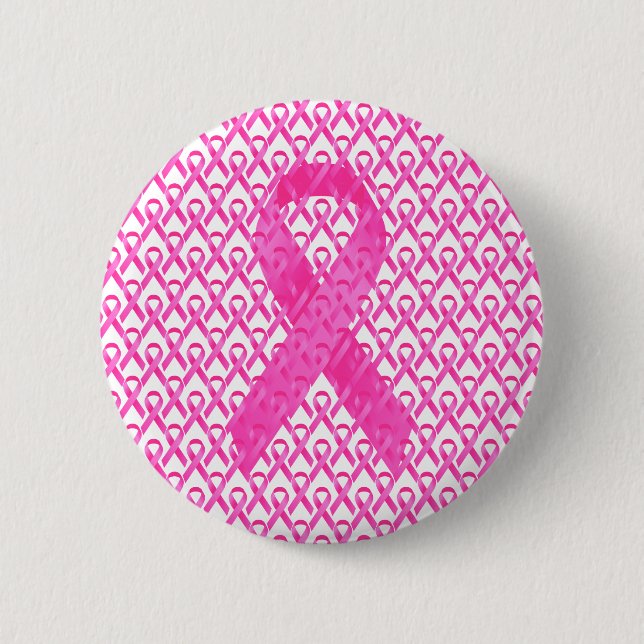 Brustkrebsmonat Rosa Band Button (Vorderseite)