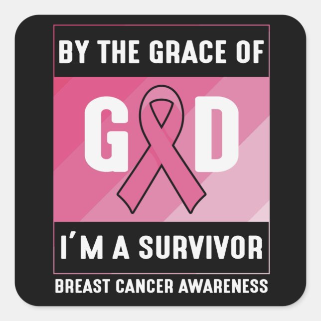 Brustkrebsüberlebung Gottes Gnade Christlich Quadratischer Aufkleber (Vorderseite)