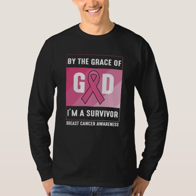 Brustkrebsüberlebung Gottes Gnade Christlich T-Shirt (Vorderseite)