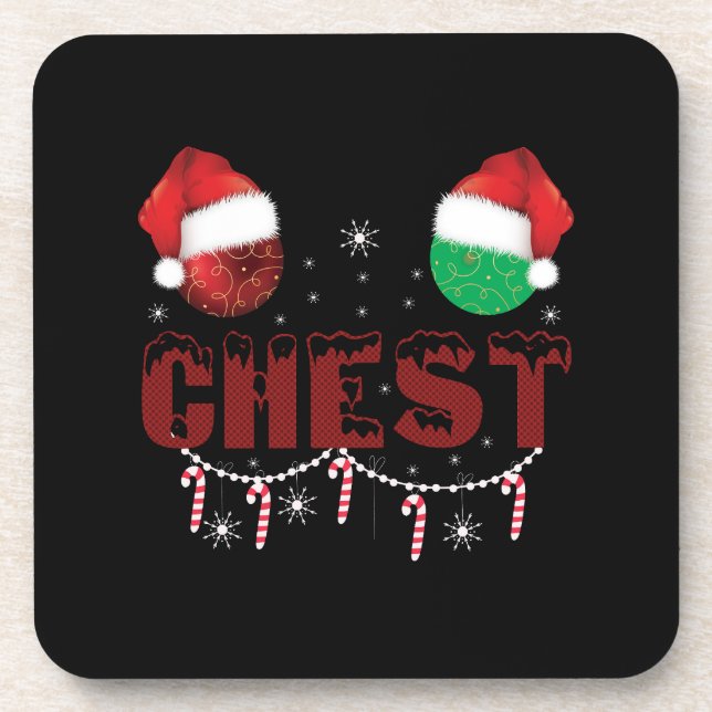 Brustnuten Weihnachten Matching Weihnachtskugeln Getränkeuntersetzer (Vorderseite)