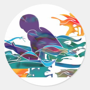 Brustschwimmen-Ausschnitt Runder Aufkleber