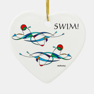 Brustschwimmen-Schwimmer-Doppeltes Keramik Ornament