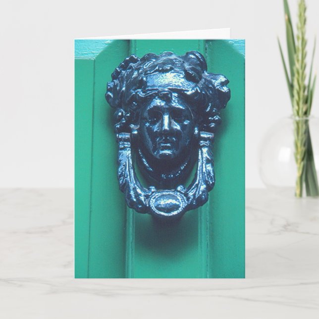 BRUSTÜRENKNOCKER IN FORM DES FRAUENKOPFES KARTE (Vorderseite)